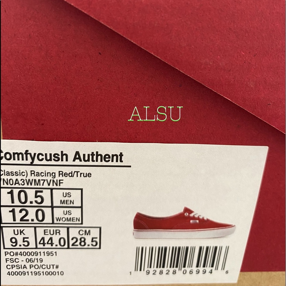 VANS ComfyCush AUTHENTIC Racing Red Canvas Men’s - Picture 10 of 10